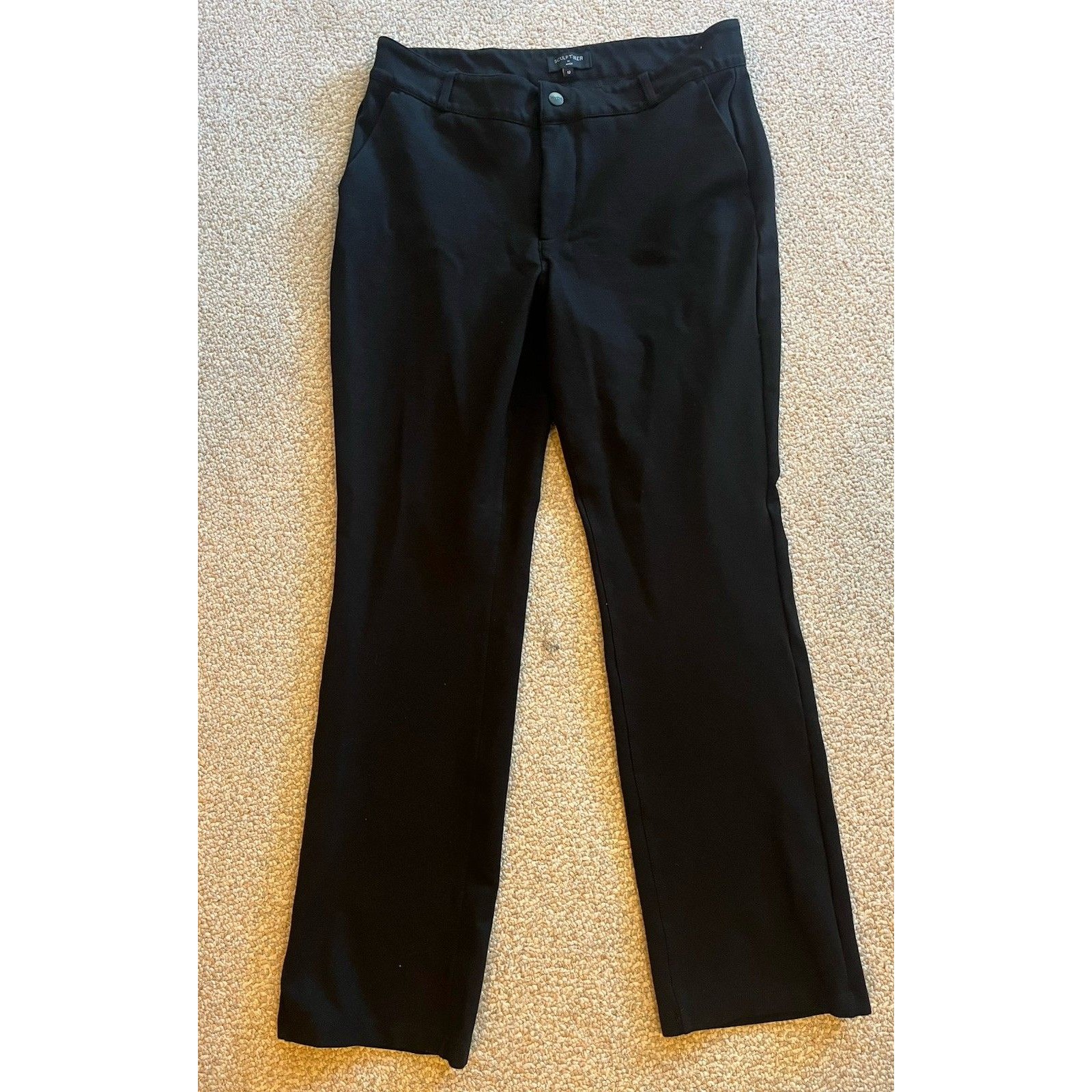 Nydj Sculpt Her Black Lift X Tuck Straight Leg Ponte Knit Pants Women Size 12